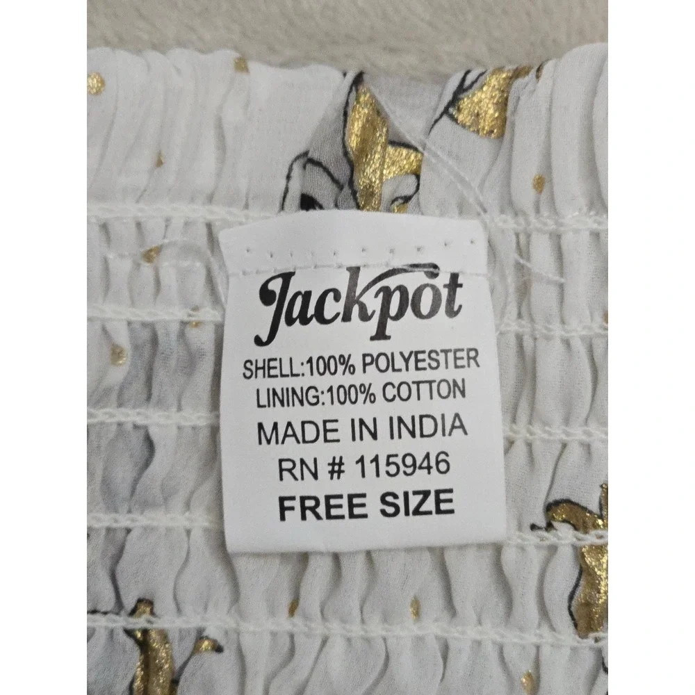 Vtg Jackpot Skirt One Size White Gold Unicorn‎ Print Midi Boho Festival Art NEW